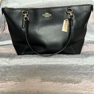 Black leather COACH Tote